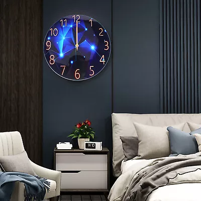 Diamond Large Wall Clock Blue Round Interior Modern Decorative Silent Wall Clock • $26.60