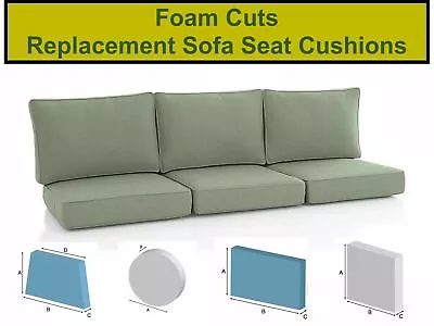 Sofa Cushions - Beds - Outdoor Hq Seating Foam Cut To Size Any Shape / Thickness • £49