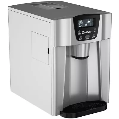 $169.49 • Buy 2 In 1 Ice Maker Water Dispenser Countertop 36Lbs/24H LCD Display Compact Silver