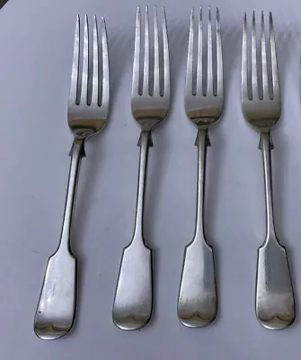 Vintage 4 D&A Daniel Arter Silver Plate EPNS 20cm Fiddle Dinner Forks Cutlery • £20