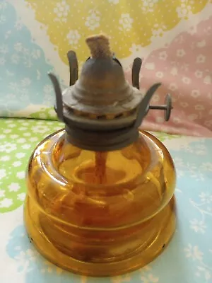 Vintage Amber Glass Mini Oil Lamp Patio Lamp Brand Made In Japan 3  Never Used  • $15