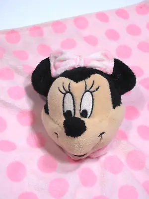 DISNEY Minnie Mouse Pink Spotted Baby Blanket Soft Security Lovie Velour Cuddle • $22.96