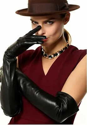 Genuine Leather Opera Length Party Plain Evening Elbow Gloves • $40