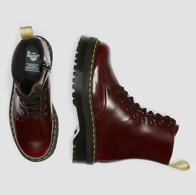 Dr Martens Jadon II Vegan Platform Boots Cherry Red Unisex 8 Eyelets Brand New • £99.95