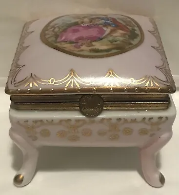 Vintage Small Square Victorian Style Jewelry Trinket Box Lid Queen Ann Legs • £27.02