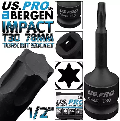 BERGEN T30 IMPACT TORX Bit Socket 1/2 Dr TRX30 78mm Long Reach Impact Star Torx • £7.95