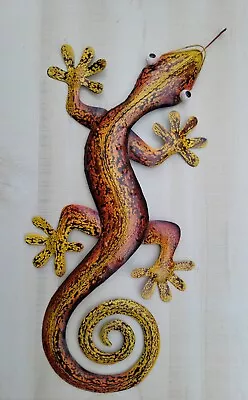 $19.75 • Buy Gecko Metal Wall Hanging Lizard Pool Patio Decor Beach Tropical Tiki 18  Lizard