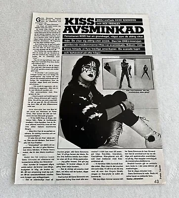 KISS 1981 ACE FREHLEY Clipping Poster Swedish Magazine Okej Vintage 1980s • £7.60