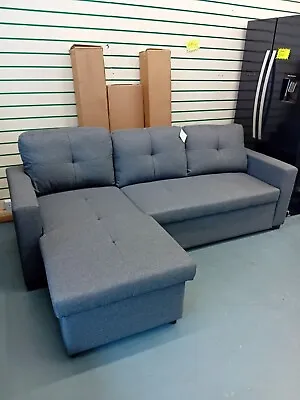 Newport 3 Seater Chaise Fabric Storage Sofa Bed In Grey RRP £569.00 • £399