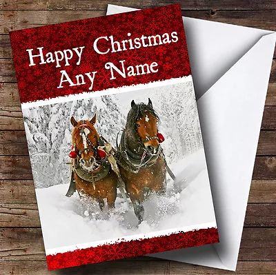 Snowy Horses Christmas Greetings Card Personalised • £3.99