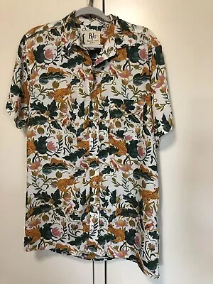 Rebel James Charli Shirt Short Sleeve Mens Tiger Print Button Up Size Med • $22