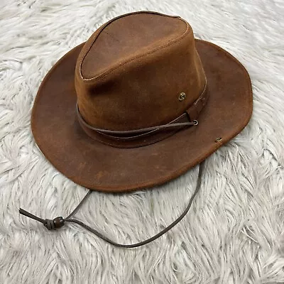 Minnetonka Adult Men's L Brown Ruff Suede Leather Aussie Hat • $39.99