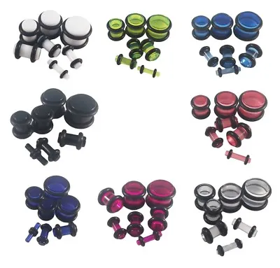 £1.99 • Buy Ear Plugs Acrylic Stretching Tunnels Earlets Gauges With O-Rings 2mm - 10mm
