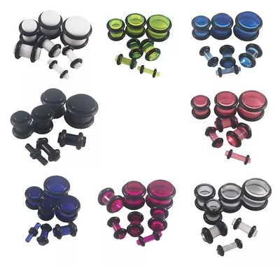 Ear Plugs Acrylic Stretching Tunnels Earlets Gauges With O-Rings 2mm - 10mm • £1.69