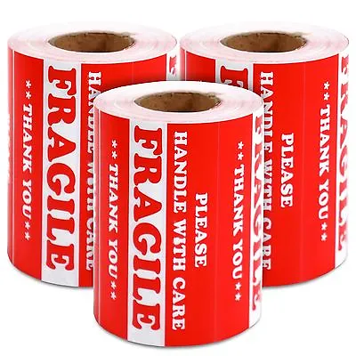 1500 3 X5  Handle With Care Thank You Do Not Drop Box Shipping Label Sticker Red • $23.99