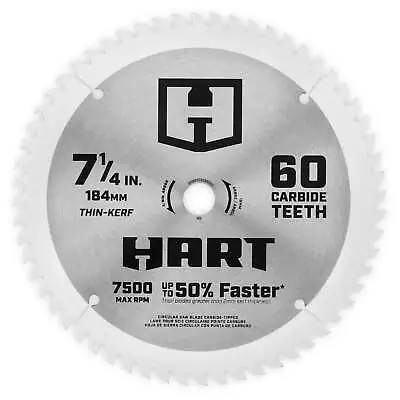 HART 7 1/4-inch 60 Tooth Circular Saw Blade 7-1/4   Material Cut 60 Blade Design • $15.14