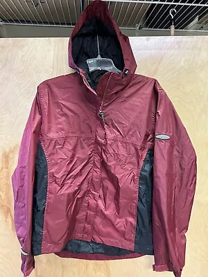 Stearns Dry Wear Mens Sz L Jacket Waterproof Breathable Rain Hooded Maroon/Black • $24.95