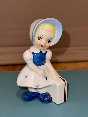 Vintage Ucagco Ceramic Figurine Chore Girl With Luggage • $11