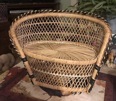 Double Wicker Doll Chair Love Seat Plantation Style VTG [9.5  High X 13  Wide] • $15