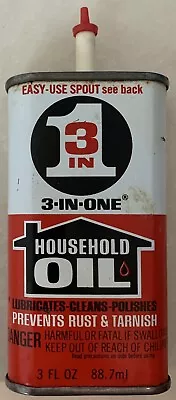 Vintage Handy Oiler  3-IN-ONE  3‐IN‐1 Oil - Household Oil ~ 3oz Can Almost Full • $6.49