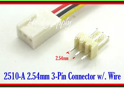 3Pin Way Male Female Connector Housing Wire Cable 30cm 2510 2.54mm Fan Plug 50pc • £13.68