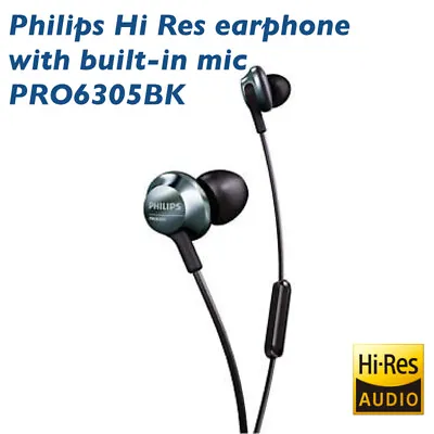 $55 • Buy Philips Hi-Res Performance Earphone With Built-in Microphone PRO6305 / PRO6305BK
