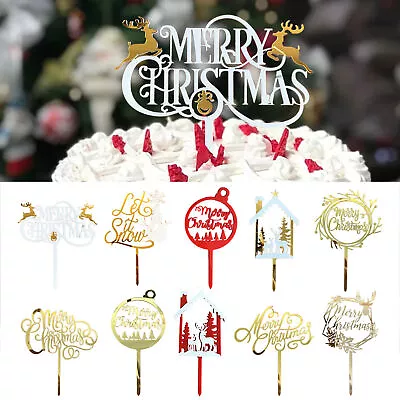 Cake TopperChristmas Acrylic Cake Topper Christmas Cupcake Toppers Decoration • $7.18