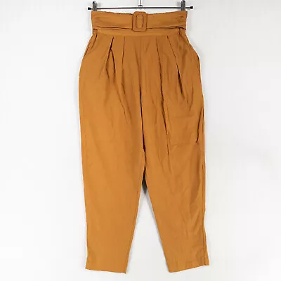 Vintage Tarazzia Pants Womens Medium Honey Brown Pleated Pull On High Waist Belt • $17.47