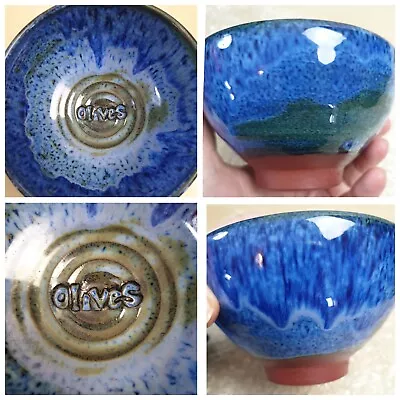 Beautiful Ceramic Blue Glaze Olive Dish Ø 12 X H8cm UK Artisan French Pottery • £12.50