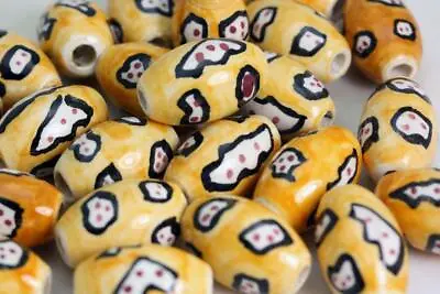 £3.99 • Buy Ceramic Glazed  Hair & Crafts  BEADS  - Hand Painted In Peru -Oval V081