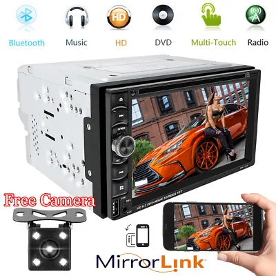 Car Radio FM AM Audio Double Din USB/CD/DVD/MP3 Player Mirror Link For GPS + Cam • $106.62