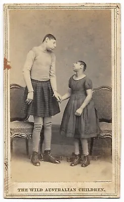 Antique 1860's THE WILD AUSTRALIAN CHILDREN Circus SIDESHOW Original CDV PHOTO • $349.95