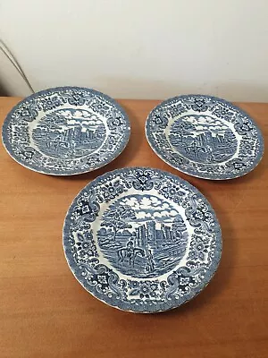 3 X Olde Country Castles Hostess Tableware Vintage Small Plates. Blue & White  • £10