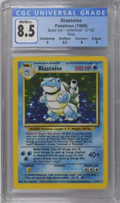 1999 Pokemon Base Set Unlimited #2 Blastoise Holo CGC 8.5 NMM+ • $210