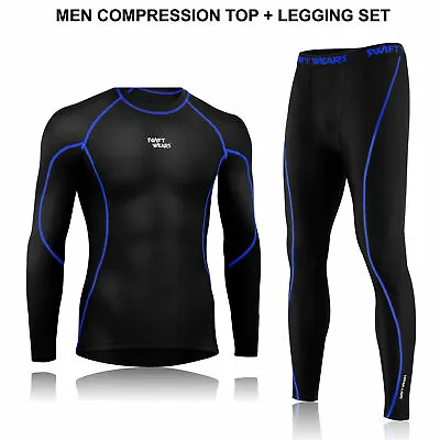 Mens Compression Tight Shirt Full Suit Set Thermal Base Layer Winter Pant Under  • $25.25