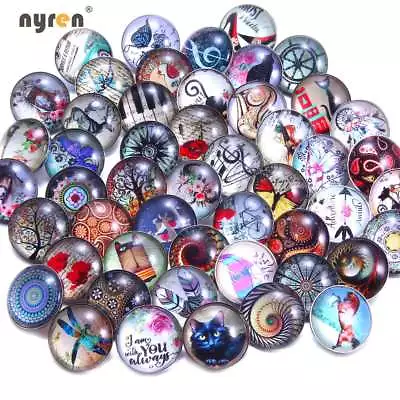 Wholesale 100pcs Mixed Pattern Glass Snap Charms 18mm Snap Button Snap Jewelry • $30.90