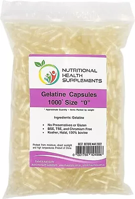 1000 Size 0 Empty Clear Gelatin Capsules Kosher Halal Pill Gelatine Gel Caps-AU • $27.79
