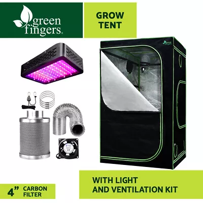 $355.95 • Buy Greenfingers 120X120X200cm Grow Tent 1000W LED Grow Light 4  Ventilation Kit