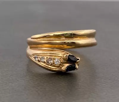 9ct Yellow Gold Sapphire Snake Ring Size N 1/2 • £164.50