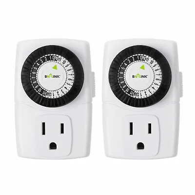 BN-LINK Indoor 24-Hour Mechanical Outlet Timer Plug Indoor 2 Pack 2or 3 Prong • $10.99