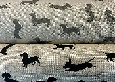 Pop Art Linen Look Dachshund/Daxie/Sausage Dog Fabric 1/2M* Curtain/Blind Home • £4.75