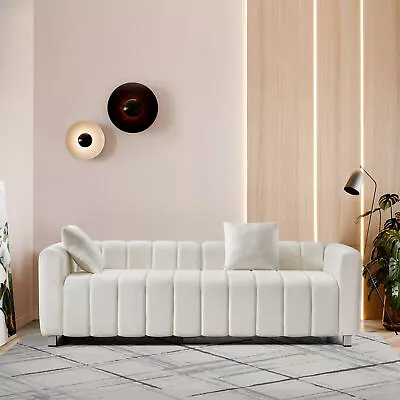 New 82*30  Modern Teddy Velvet Sofa 2-3 Seat Mid Century Indoor Couch • $570.77