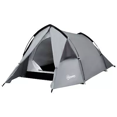 1-2 Man Camping Dome Tent Porch Mesh Window Double Layer Hiking Outsunny • £70.08