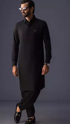 Men's Classic Black Shalwar Kameez • £65