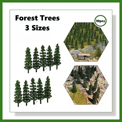 10pcs Forest Trees - 3 Sizes 50mm 70mm 90mm  - Suitable For N / OO Gauge • £4.89