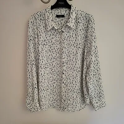 M&S Autograph Size 14 White Black Speckled Blouse Shirt Abstract Monochrome  • £14.99