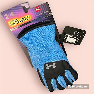 Under Armour UA CGI Fleece Glove Coldgear Infrared Youth Blue Size Large YLG • $18.99