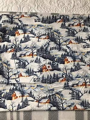 Log Cabin Fabric 100 Percent Cotton 70 Inches Winter Themed Snow Fabric • $9.99