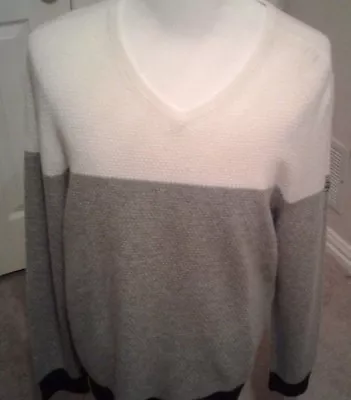 $268 AG Green Label  Admiral Colorblock Wool & Cashmere V-neck Sweater NWT XXL • $69