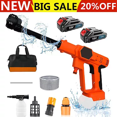 Cordless Power Washer 6-in-1 Nozzle Pressure Water 2 X 3000mAh Battery & Charger • £35.99